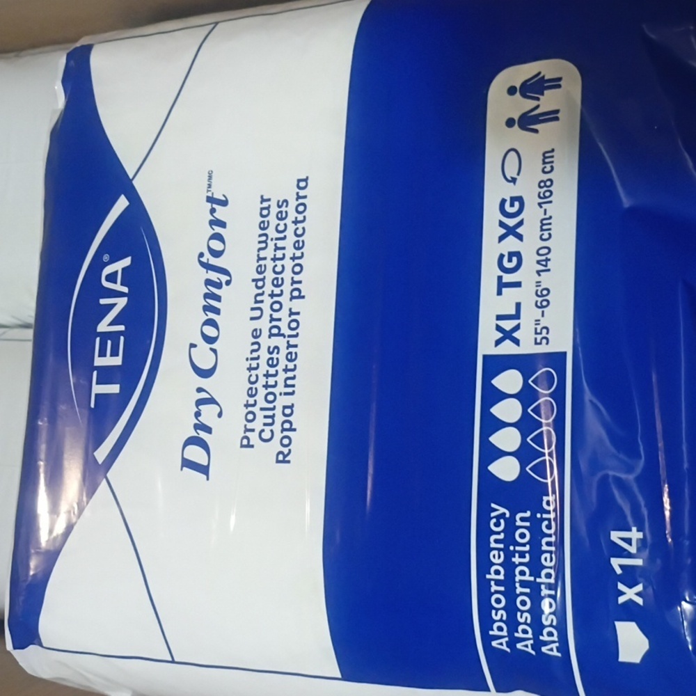 4 Packs (56 Count) Tena Dry Comfort Protective Underwear Size X-Large 55”-66” XL